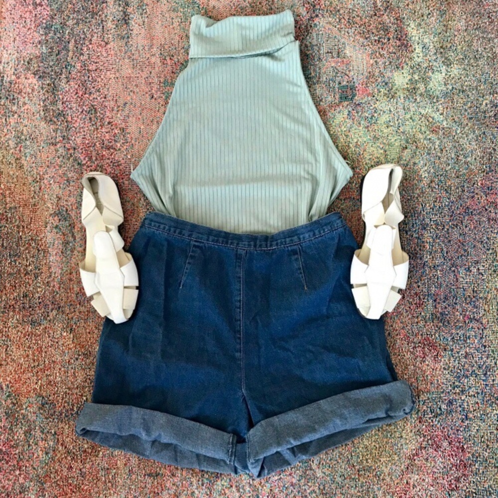 Ribbed knit turtleneck Bodysuit onesie singlet